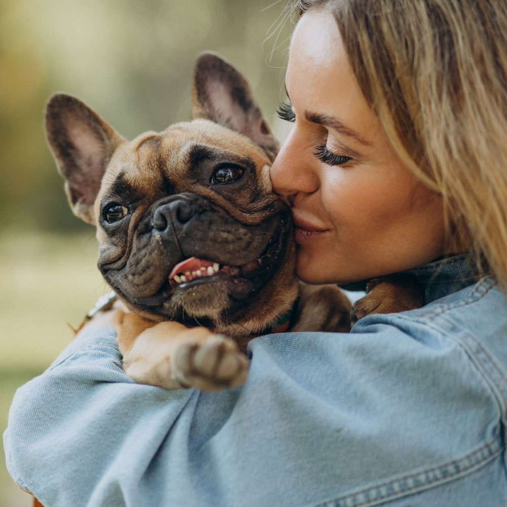 young-woman-with-her-pet-french-bulldog-in-park young-woman-with-her-pet-french-bulldog-in-park